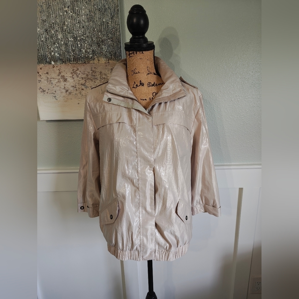 Chico's Metallic Beige Bomber Jacket 2